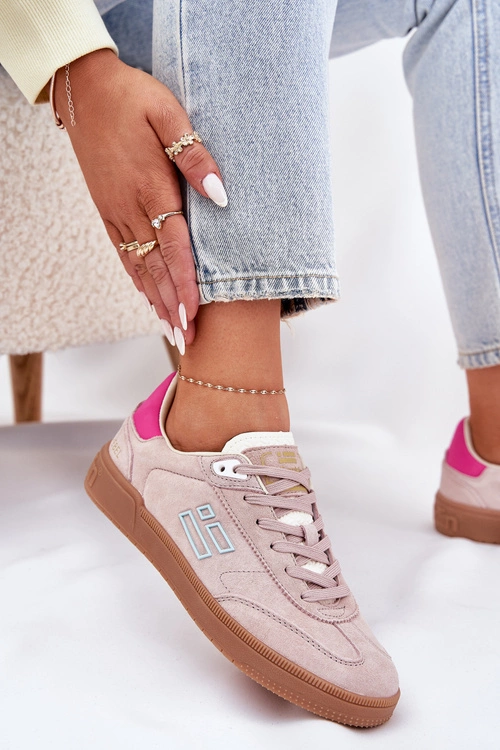 Zamszowe Buty Sportowe Sneakersy Damskie D.Franklin DFSH387005 Brudny Róż