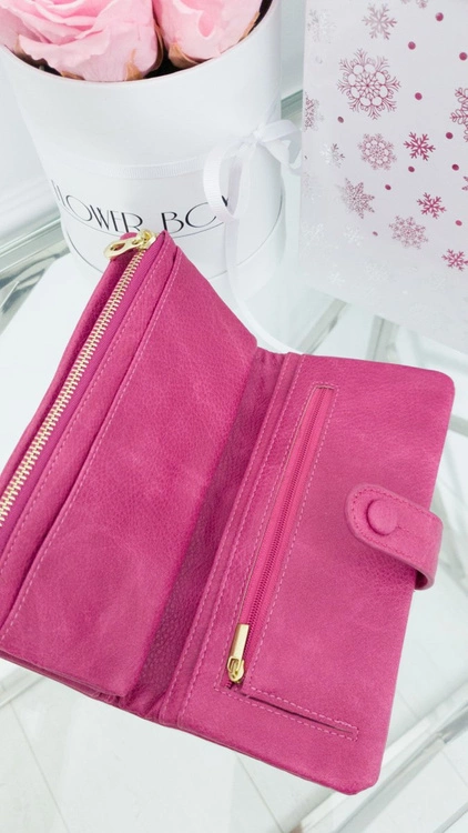 Duży Damski Portfel Fuksja