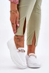 Damskie Wsuwane Tenisówki Slip-On Z Ozdobą Białe Alena