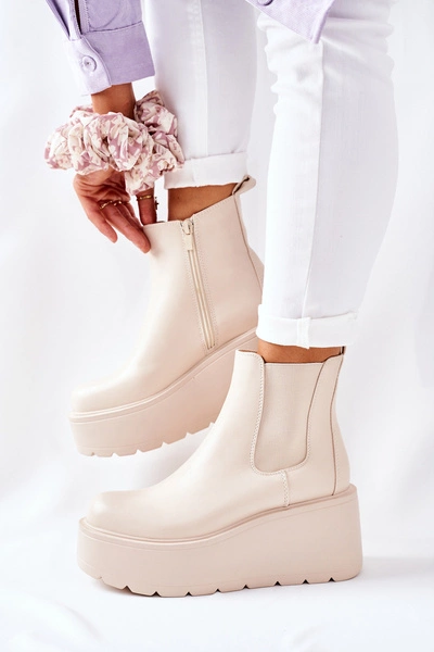 Ocieplane Botki Beżowe Montiano