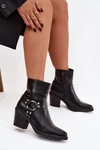 Ocieplane Botki Damskie Na Słupku Z Ozdobnym Elementem Czarne Jurelle