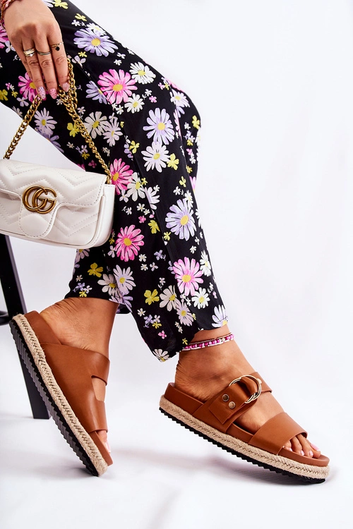 Modne Klapki Damskie Beżowe Penelopa