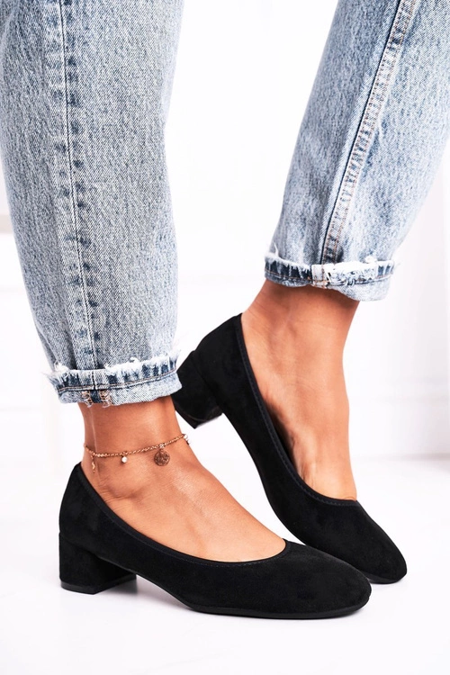 Skórzane Czółenka S.Barski 20-L1 Czarne