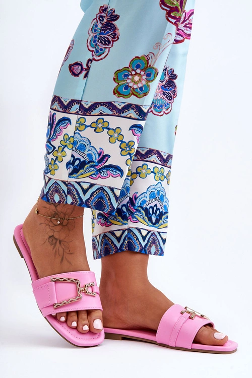 Damskie Klasyczne Klapki Z Ozdobą Różowe Impressive