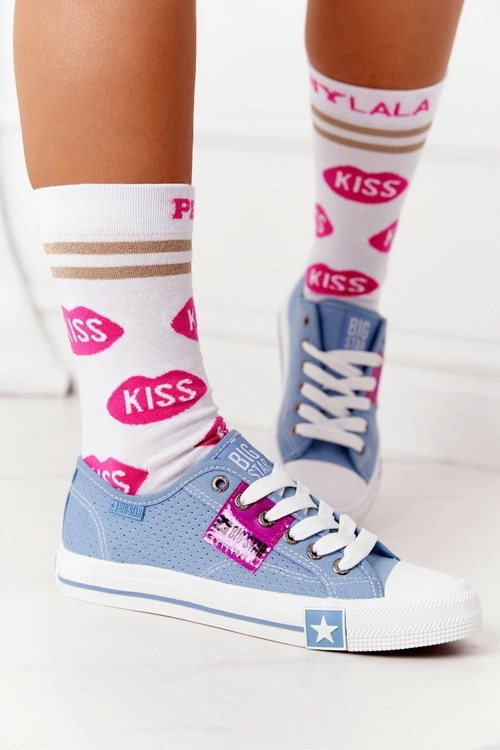 Ażurowe Trampki Damskie BIG STAR FF274037 Niebieskie