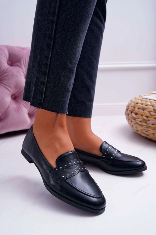 Mokasyny Damskie Loafery Lordsy Czarne Tenes