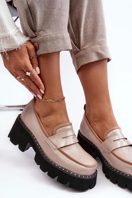 Skórzane Damskie Mokasyny D&A MR870-32 Beżowe