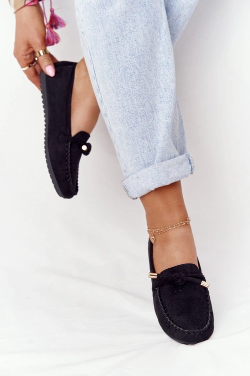 Damskie Zamszowe Mokasyny Czarne Marylin