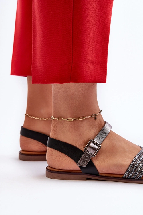 Płaskie Sandały Damskie S.Barski MY923 Czarne