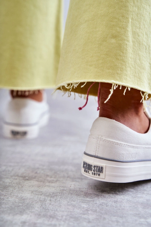 Materiałowe Damskie Tenisówki Big Star KK274017 Białe