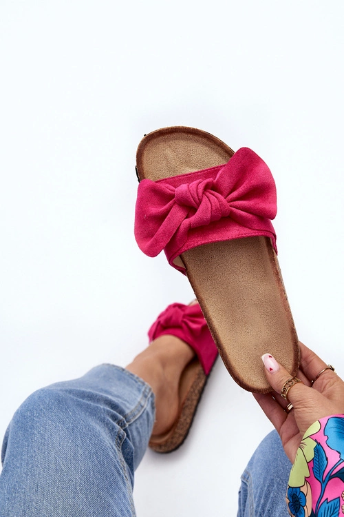 Damskie Klapki Z Kokarda Fuksja Ezephira