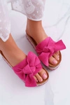 Klapki Damskie Na Platformie Z Kokardą Fuksja Chantal