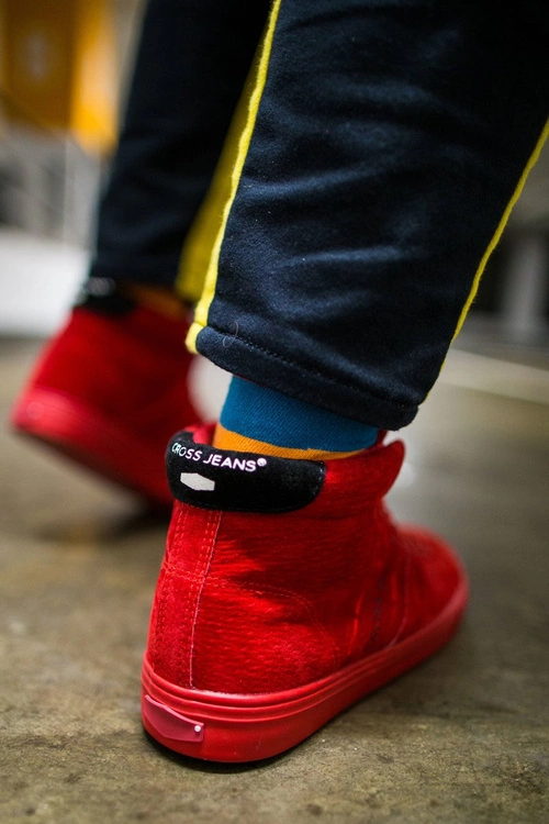 Trampki Męskie Cross Jeans Wysokie Skóra Zamsz Czerwone EE1R4055C