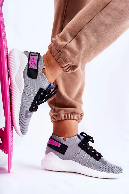 Damskie Wsuwane Sportowe Buty Sneakersy Szare Klayra