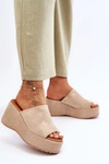 Damskie Klapki Na Masywnej Platformie Beżowe Martina