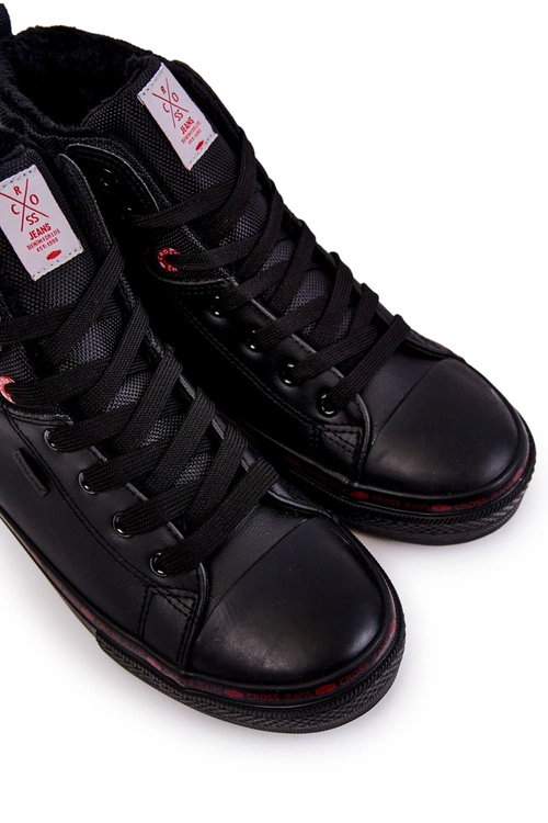 Trampki Męskie Wysokie Ocieplone Cross Jeans KK1R4054C Czarne