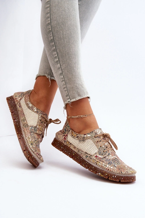 Wzorzyste Półbuty Damskie Maciejka 06347-04 Beżowe