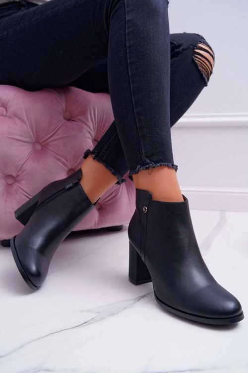 Botki Damskie Na Obcasie Sergio Leone Czarne BT518