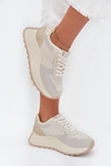 Ocieplane Sneakersy Damskie Na Platformie Big Star SS274008 HI-POLY SYSTEM Jasnobeżowe