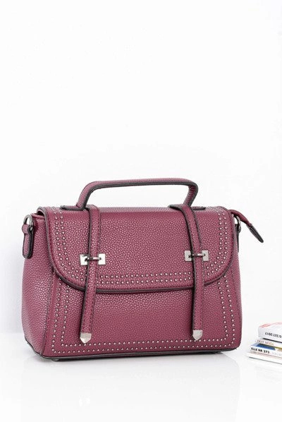 Torebka Damska Listonoszka Kuferek Dżety Bordowa