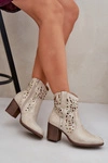 Ażurowe Botki Na Słupkowym Obcasie Złote Nurissa