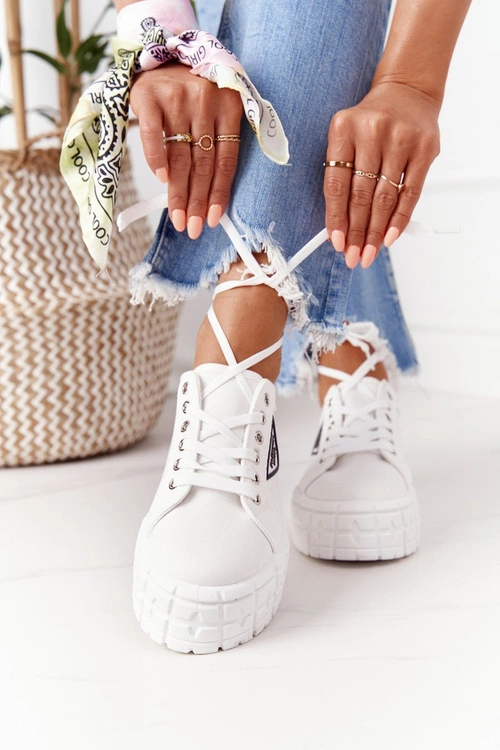 Damskie Tenisówki Na Platformie Białe Big City Life