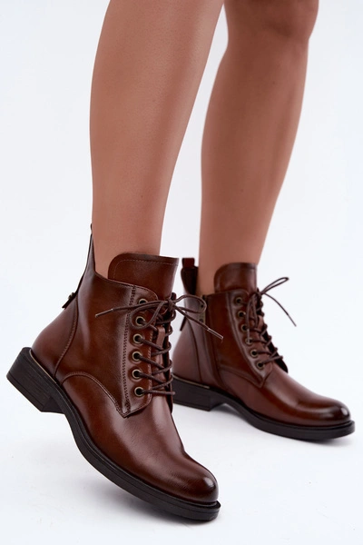 Ocieplane Botki Na Płaskim Obcasie 58677 Camel