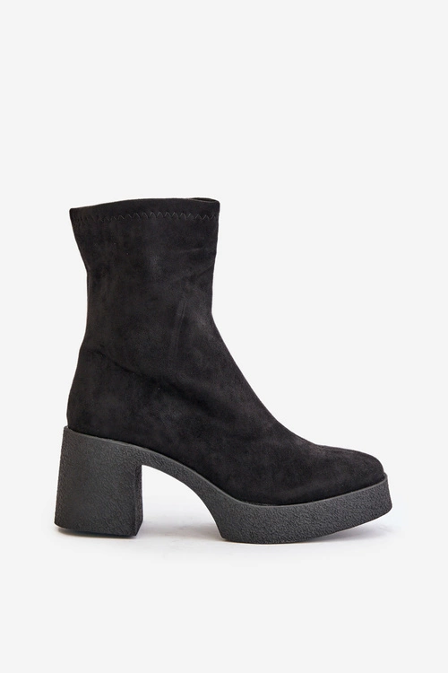 Botki Damskie Na Platformie I Masywnym Obcasie S.Barski HY42-739 Czarne