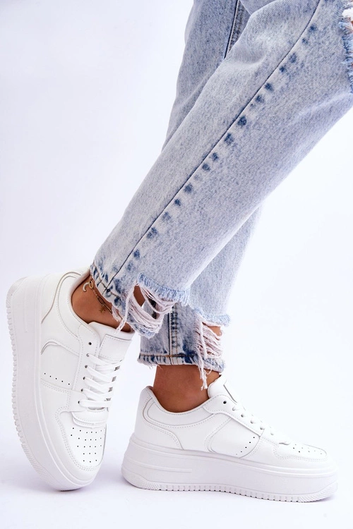 Damskie Buty Sportowe Na Wysokiej Platformie Białe Bexley