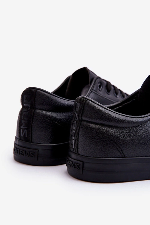 Męskie Skórzane Wiązane Klasyczne Trampki Czarne Hank