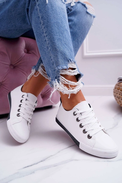 Trampki Damskie Białe Czarny Pasek Nigrid2