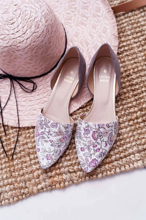 Baleriny Damskie Laura Messi 1110 Skóra Ciemnoszare Augure