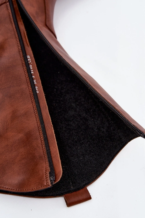 Skórzane Kozaki Kowbojki Na Obcasie Ocieplane Zazoo 70155 Brązowe