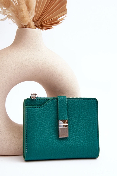 Damski Portfel Portmonetka Z Ekoskóry Zielony Lazara