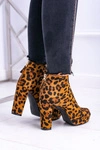 Damskie Botki Na Słupku Odkryte Palce Panterka Temira