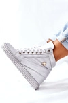 Damskie Sportowe Skórzane Buty Lewski Srebrne 3079