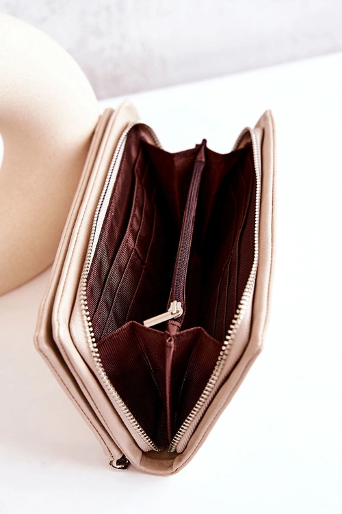 Duży Skórzany Portfel Beżowy Rhodes