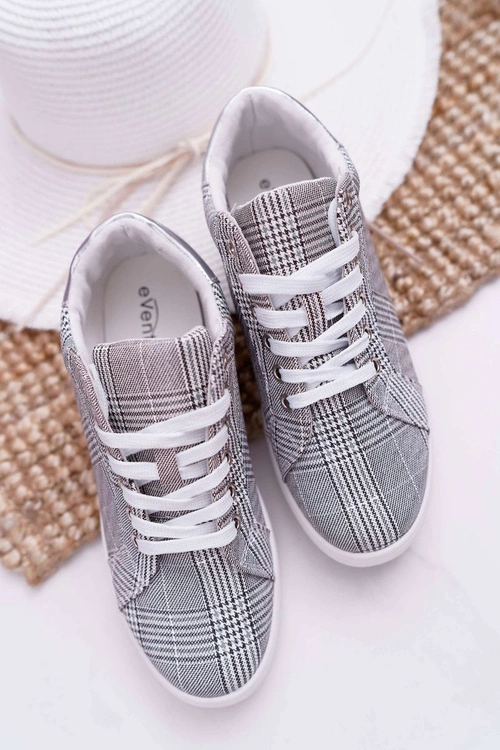 Damskie Trampki W Kratkę Brokat Szare Bellisa