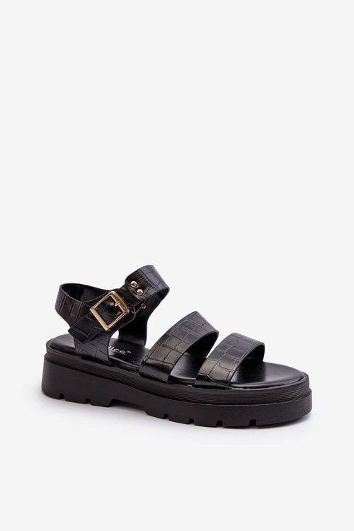 Sandały Damskie Na Masywnej Podeszwie Czarne Nicarda