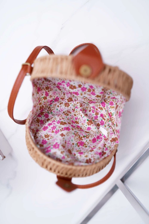 Torebka Pleciona Kuferek Sznurkowy Veeza Camel