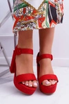 Sandały Damskie Na Słupku Platforma Czerwone LaMondes