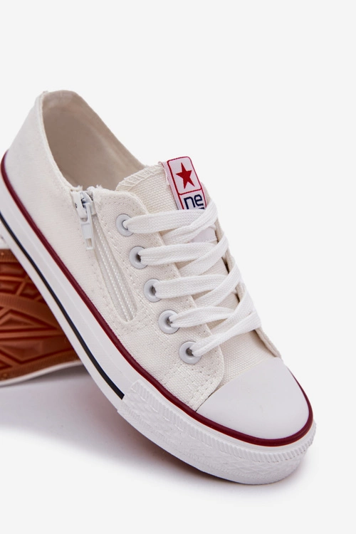 Dziecięce Niskie Trampki Sznurowane Białe Margo