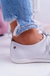 Półbuty Damskie Tenisówki Maciejka Skórzane Białe 4049A
