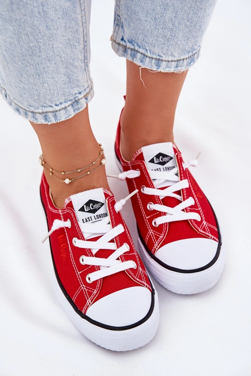 Materiałowe Trampki Damskie Lee Cooper LCW-25-02-3298L Czerwone