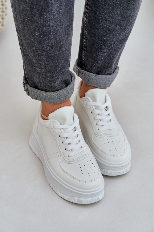 Klasyczne Sneakersy Z Eko Skóry Na Platformie Białe Dorreia