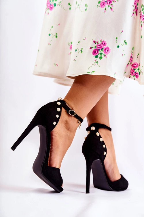 Damskie Sandały Na Obcasie Ze Zdobieniami Czarne Livorno