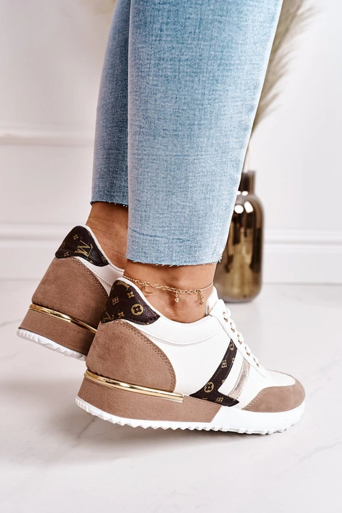 Damskie Sportowe Buty Sneakersy Białe-Khaki Lifestyle