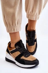 Klasyczne Sneakersy Na Koturnie Beżowo-Czarne Collide