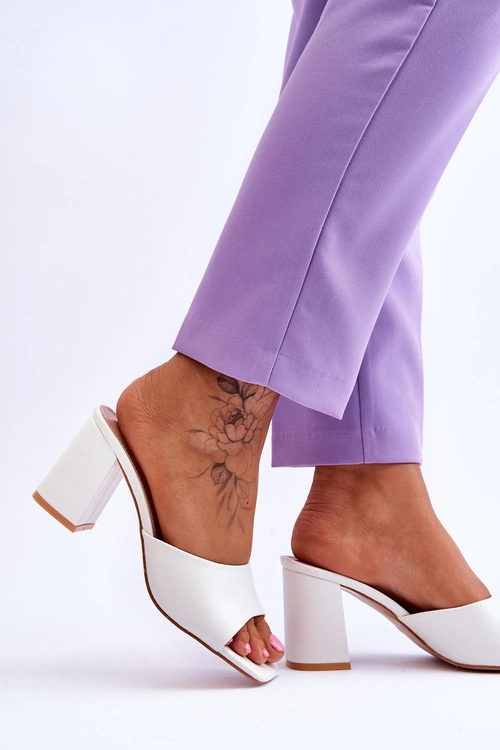 Damskie Skórzane Klasyczne Klapki Białe Loara