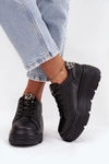 Skórzane Sneakersy Damskie Na Platformie Panterka Vinceza 89144 Czarne